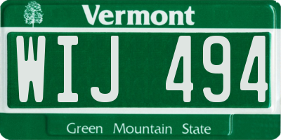 VT license plate WIJ494