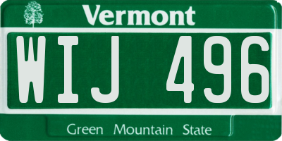 VT license plate WIJ496