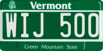 VT license plate WIJ500