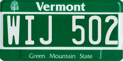 VT license plate WIJ502