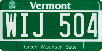 VT license plate WIJ504