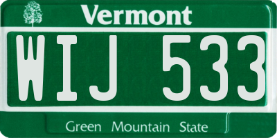 VT license plate WIJ533