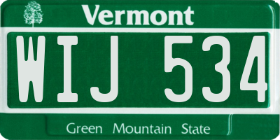 VT license plate WIJ534