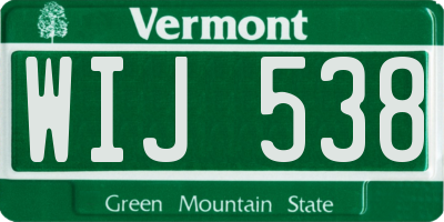 VT license plate WIJ538