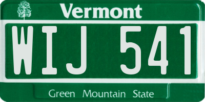 VT license plate WIJ541