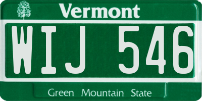 VT license plate WIJ546