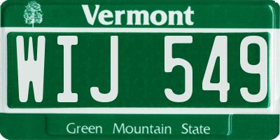 VT license plate WIJ549