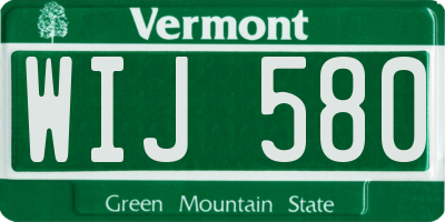 VT license plate WIJ580