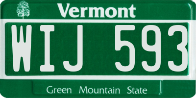 VT license plate WIJ593