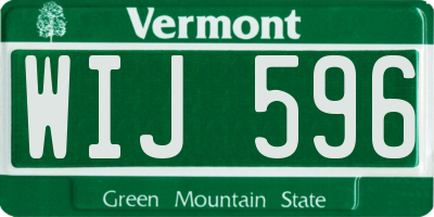 VT license plate WIJ596