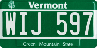 VT license plate WIJ597