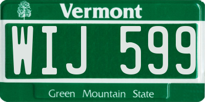 VT license plate WIJ599