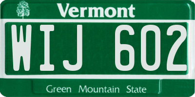 VT license plate WIJ602