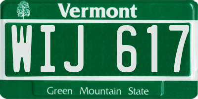 VT license plate WIJ617