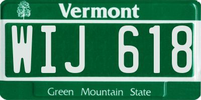 VT license plate WIJ618
