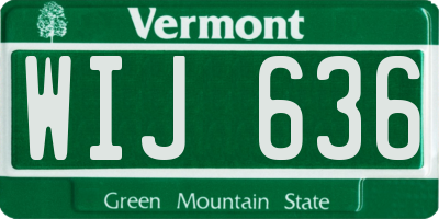 VT license plate WIJ636