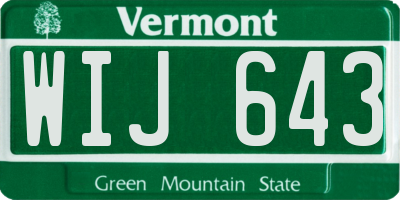 VT license plate WIJ643