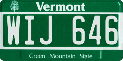 VT license plate WIJ646