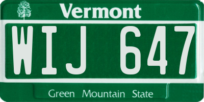 VT license plate WIJ647