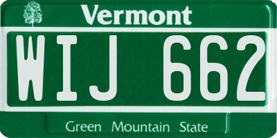 VT license plate WIJ662