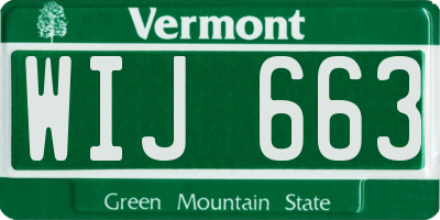 VT license plate WIJ663