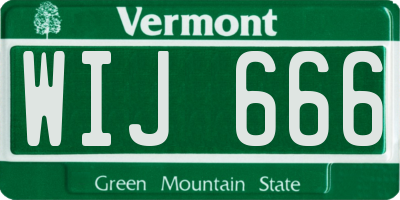 VT license plate WIJ666