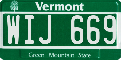 VT license plate WIJ669