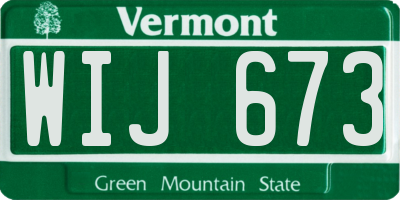 VT license plate WIJ673