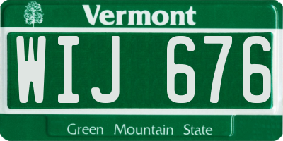 VT license plate WIJ676