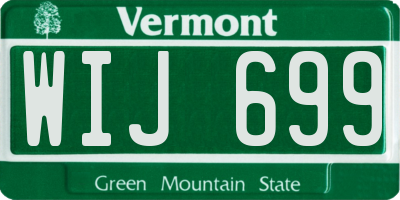 VT license plate WIJ699