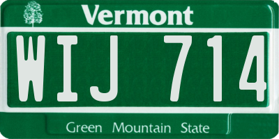 VT license plate WIJ714