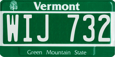 VT license plate WIJ732