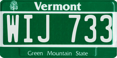 VT license plate WIJ733