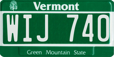 VT license plate WIJ740