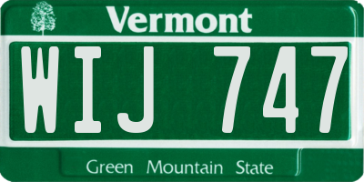 VT license plate WIJ747