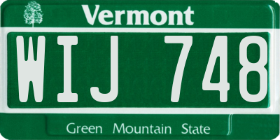 VT license plate WIJ748