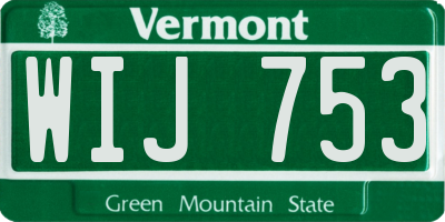 VT license plate WIJ753