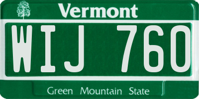 VT license plate WIJ760