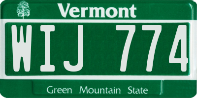 VT license plate WIJ774
