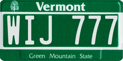 VT license plate WIJ777