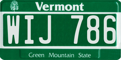 VT license plate WIJ786
