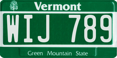 VT license plate WIJ789