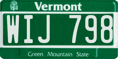 VT license plate WIJ798