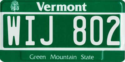 VT license plate WIJ802