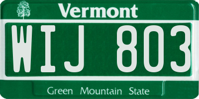 VT license plate WIJ803
