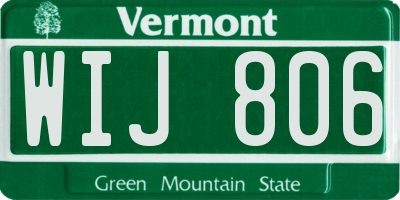 VT license plate WIJ806