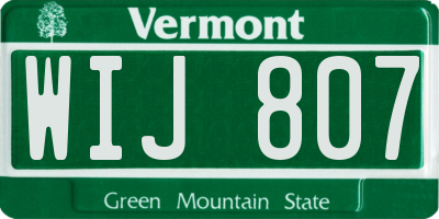 VT license plate WIJ807