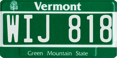 VT license plate WIJ818