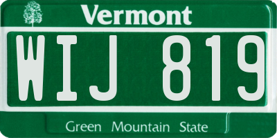 VT license plate WIJ819