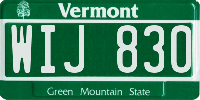 VT license plate WIJ830